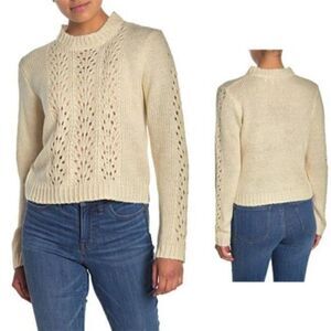 Woven Heart Nordstrom Sweater Open Stitch Ivory XS